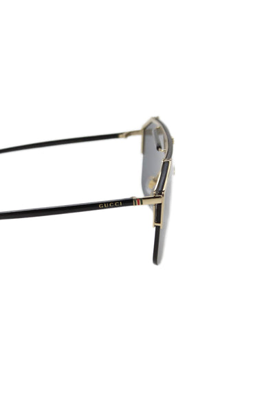 Gucci Womens Metal Frame Shield Sunglasses Black Gold GG0291S
