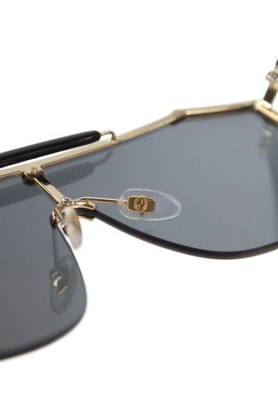 Gucci Womens Metal Frame Shield Sunglasses Black Gold GG0291S