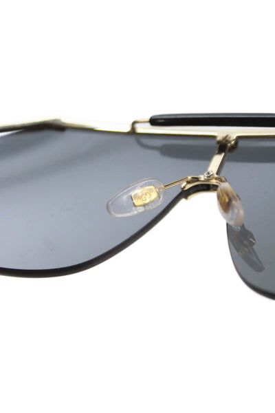 Gucci Womens Metal Frame Shield Sunglasses Black Gold GG0291S