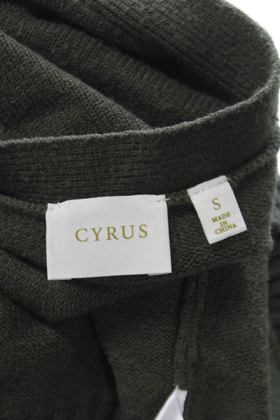 Cyrus Unisex Cardigan Green V-Neck Button Solid Army Long Sleeve Size S