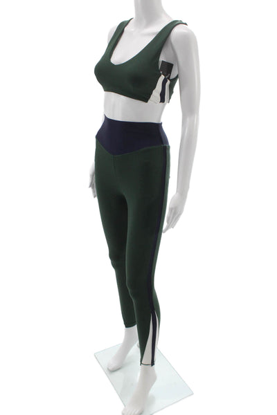 The Upside Womens Playoff Isaac Sports Bra Leggings Set Green Navy Blue Size 4