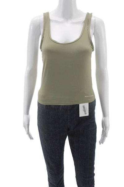 PE Nation Women Cropped Tank Army Green Round Neck Size M