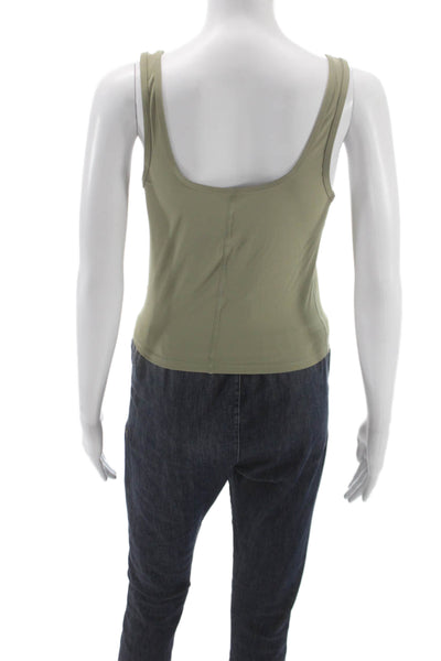 PE Nation Women Cropped Tank Army Green Round Neck Size M
