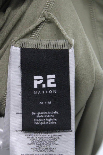 PE Nation Women Cropped Tank Army Green Round Neck Size M