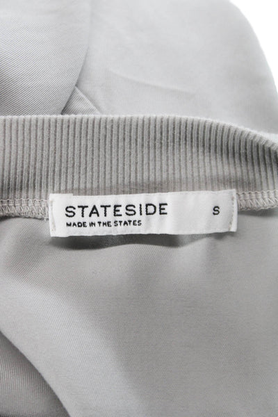 Stateside Womens Cropped Basic T-Shirt Gray Crew Neck Short Sleeve Modal Size S