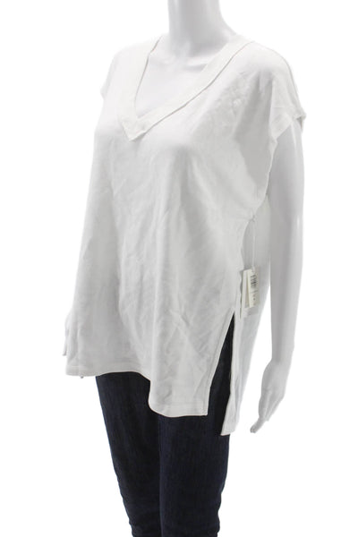 Z Supply Women Basic V-Neck Tunic T-Shirt White Cotton Blend Size M
