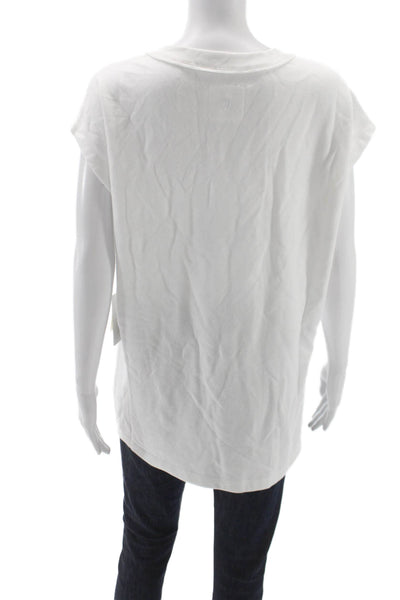 Z Supply Women Basic V-Neck Tunic T-Shirt White Cotton Blend Size M