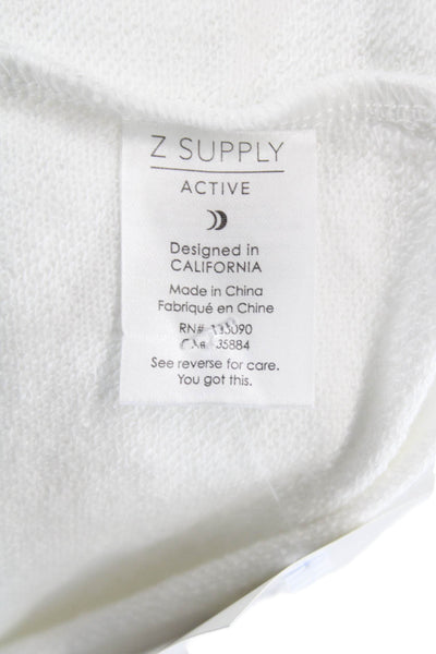 Z Supply Women Basic V-Neck Tunic T-Shirt White Cotton Blend Size M