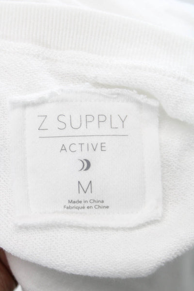Z Supply Women Basic V-Neck Tunic T-Shirt White Cotton Blend Size M