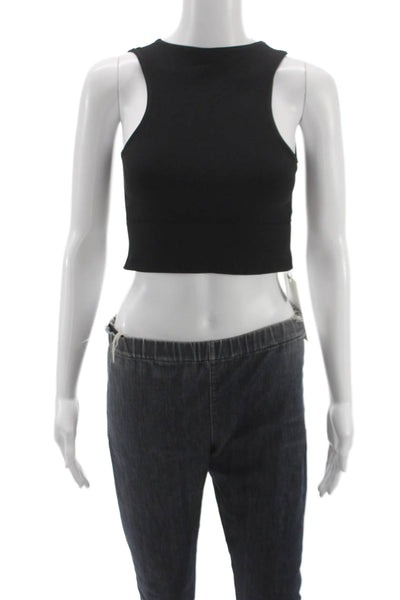PE Nation Womens Cropped High Neck Sleeveless Tank Black Size L