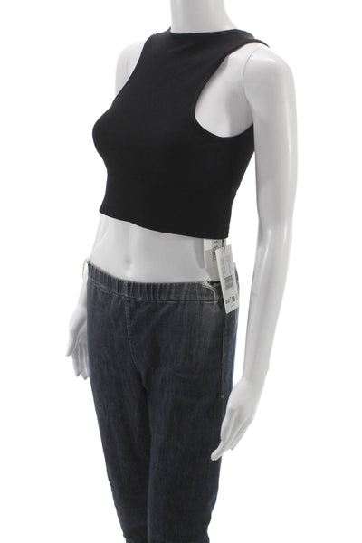 PE Nation Womens Cropped High Neck Sleeveless Tank Black Size L