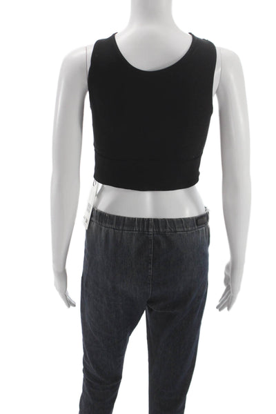 PE Nation Womens Cropped High Neck Sleeveless Tank Black Size L