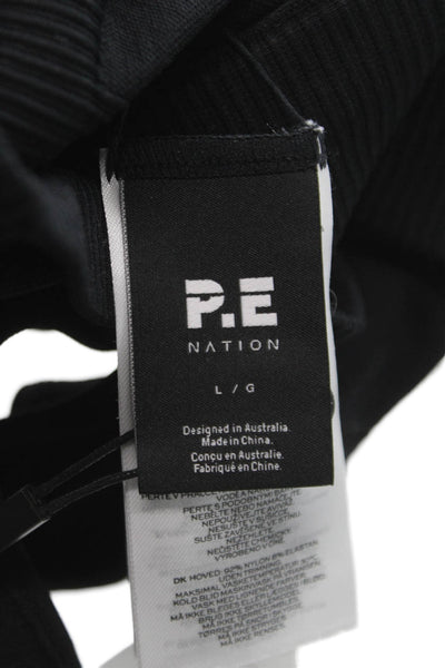 PE Nation Womens Cropped High Neck Sleeveless Tank Black Size L