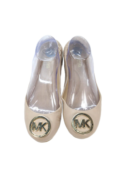 Michael Michael Kors Womens Leather Ballet Flats Beige Size 7.5 Medium