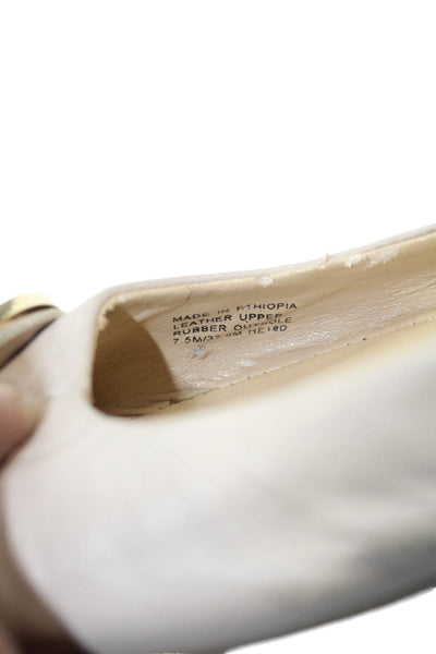 Michael Michael Kors Womens Leather Ballet Flats Beige Size 7.5 Medium