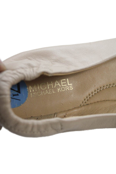 Michael Michael Kors Womens Leather Ballet Flats Beige Size 7.5 Medium
