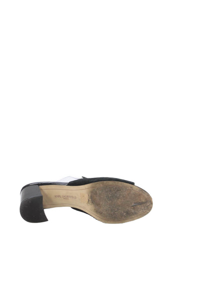 Karl Lagerfeld Womens Suede Tassel Mule Hettie Heels Black Size 8.5 Medium