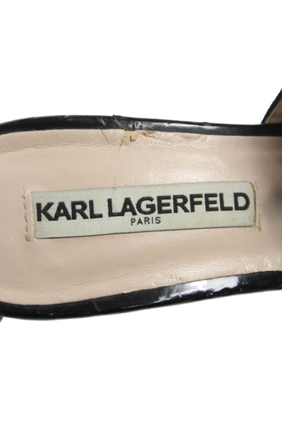 Karl Lagerfeld Womens Suede Tassel Mule Hettie Heels Black Size 8.5 Medium