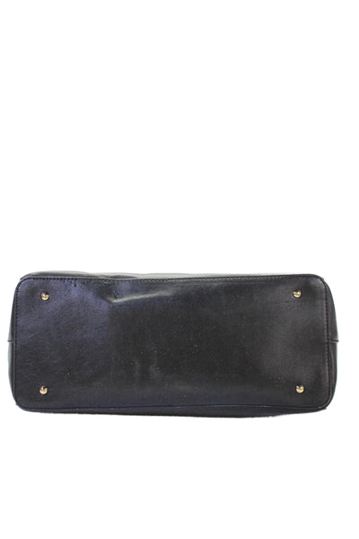 Lauren Ralph Lauren Womens Leather Double Zip Shoulder Handbag Black