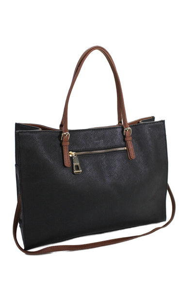 Calvin Klein Womens Leather Chain Strap Large Tote Handbag Black