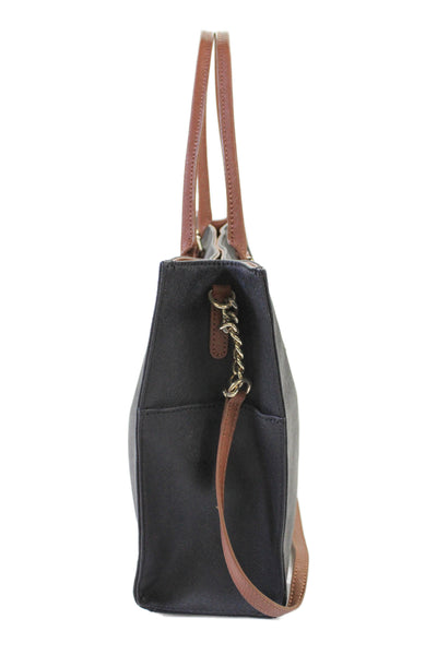 Calvin Klein Womens Leather Chain Strap Large Tote Handbag Black