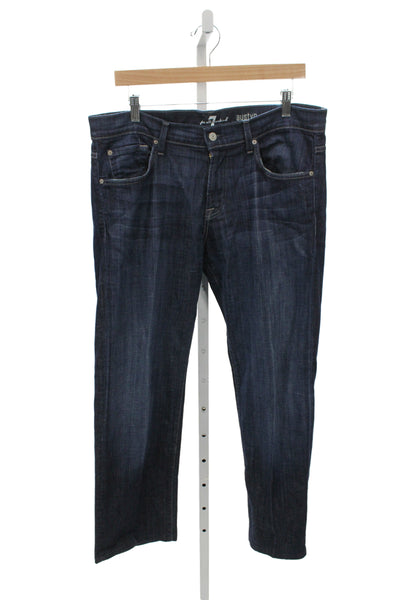 7 For All Mankind Mens Dark Blue Straight Jeans Size 34