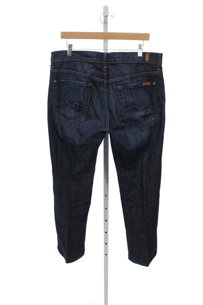 7 For All Mankind Mens Dark Blue Straight Jeans Size 34