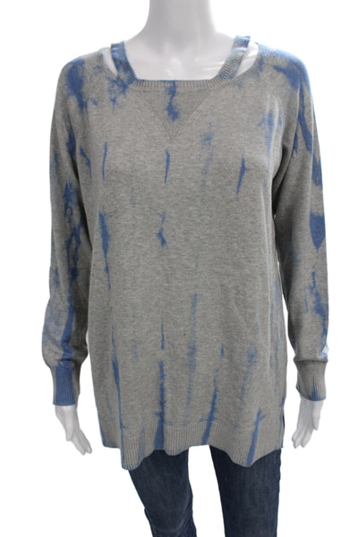 Barbara Katz Unisex Pullover Sweater Gray Cotton Cashmere Crew Neck Size S