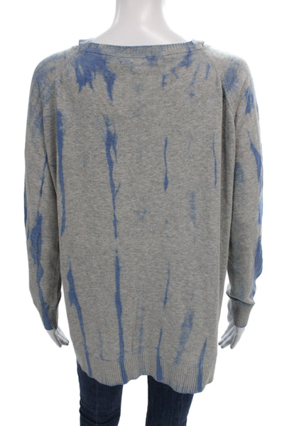 Barbara Katz Unisex Pullover Sweater Gray Cotton Cashmere Crew Neck Size S