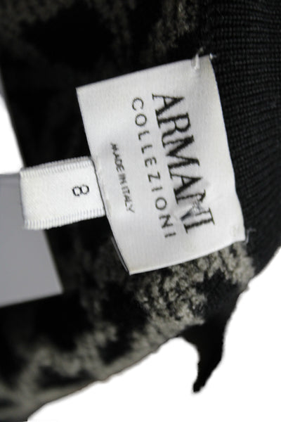 Armani Collezioni Unisex Cardigan Beige Wool AnimalPrint Button Crewneck Size 8