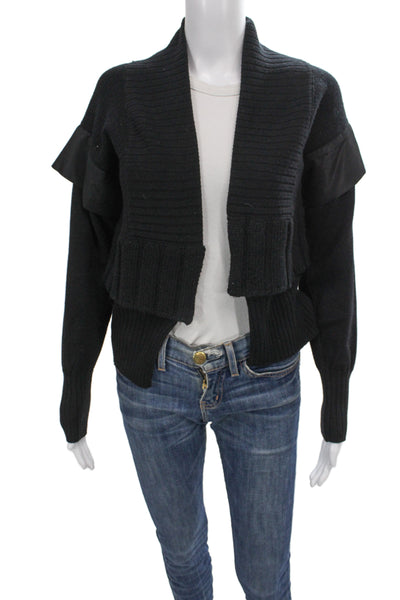 Les Copains Unisex Cardigan Black Wool Blend Long Sleeve Button Size 42