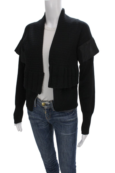 Les Copains Unisex Cardigan Black Wool Blend Long Sleeve Button Size 42