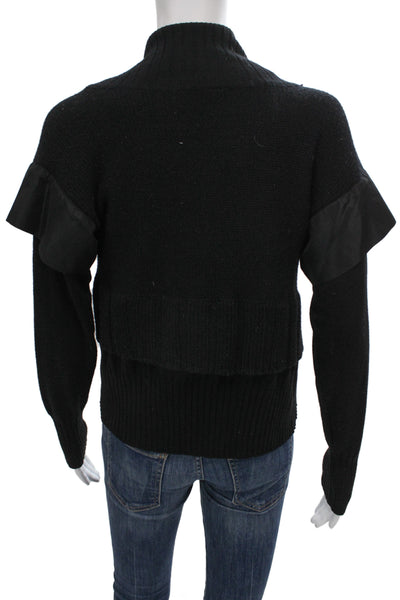 Les Copains Unisex Cardigan Black Wool Blend Long Sleeve Button Size 42