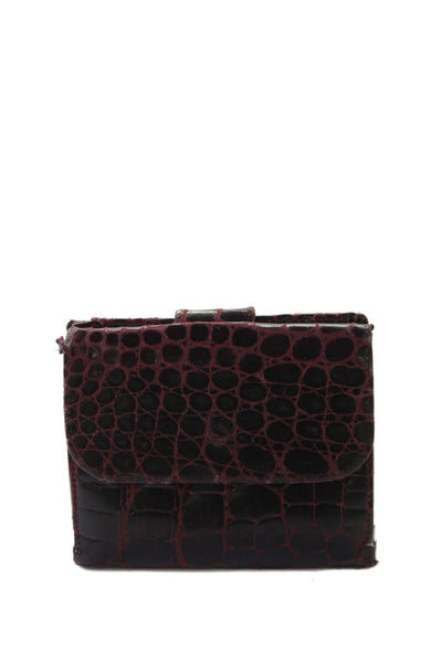 Gucci Womens Crocodile Bifold Small Wallet Dark Red