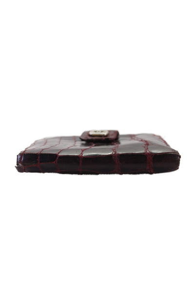 Gucci Womens Crocodile Bifold Small Wallet Dark Red