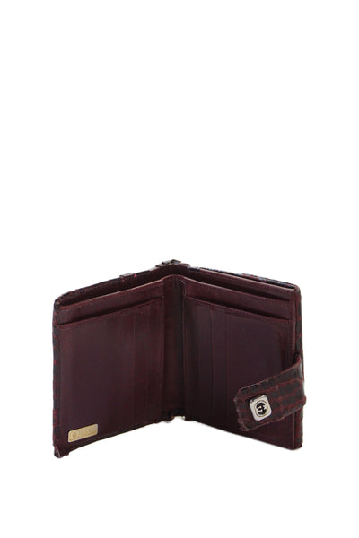 Gucci Womens Crocodile Bifold Small Wallet Dark Red