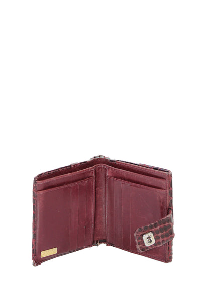 Gucci Womens Crocodile Bifold Small Wallet Dark Red
