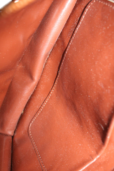 Carlos Falchi Womens Leather Embossed Flap Clutch Bag Handbag Brown