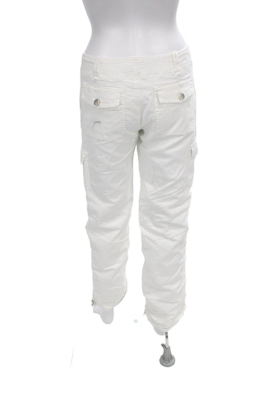 I Am Gia Womens White Cargo Pants Button Closure Size S