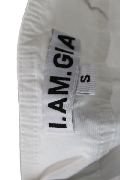 I Am Gia Womens White Cargo Pants Button Closure Size S