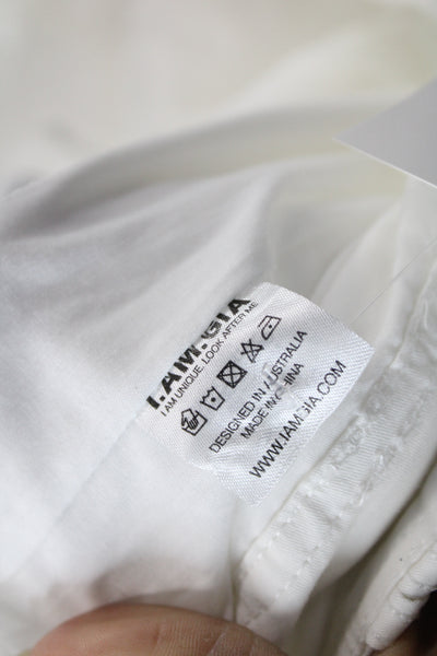 I Am Gia Womens White Cargo Pants Button Closure Size S