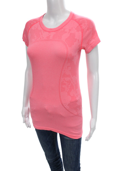 Lululemon Womens Basic Jersey Floral Crewneck Pink Short Sleeve Size 6