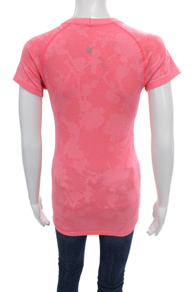 Lululemon Womens Basic Jersey Floral Crewneck Pink Short Sleeve Size 6