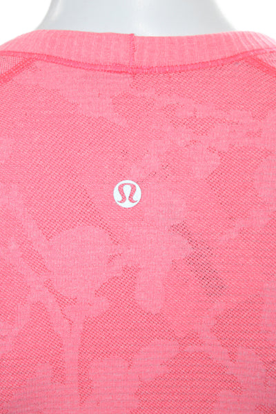 Lululemon Womens Basic Jersey Floral Crewneck Pink Short Sleeve Size 6