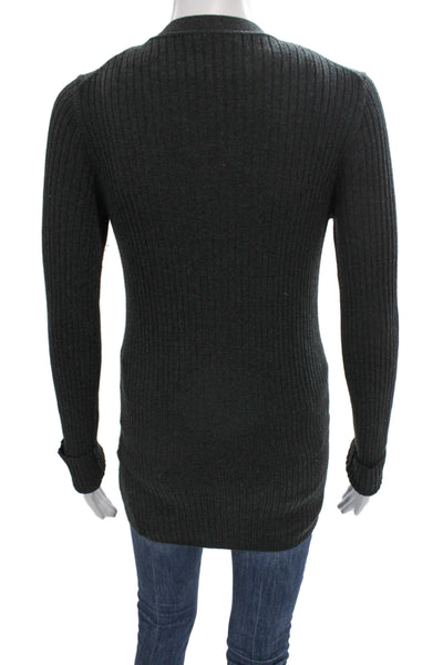Vince Unisex Cardigan Sweater Dark Gray V-Neck Button Cashmere Blend Size M
