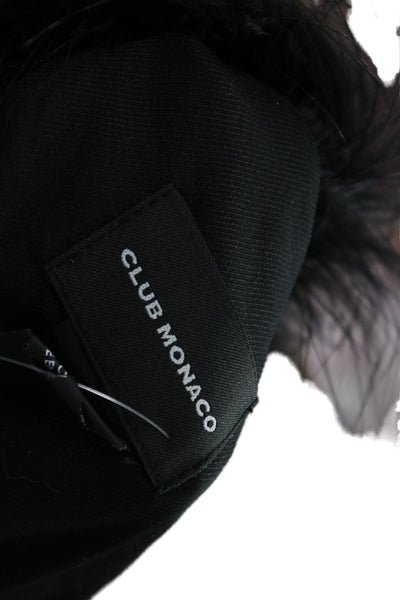 Club Monaco Women Sleeveless Black Marabou Feather V-Neck Vest Size L