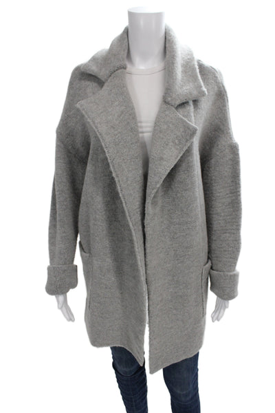 Brandy Melville Women Overcoat Gray Wool Collared Fall Size One Size