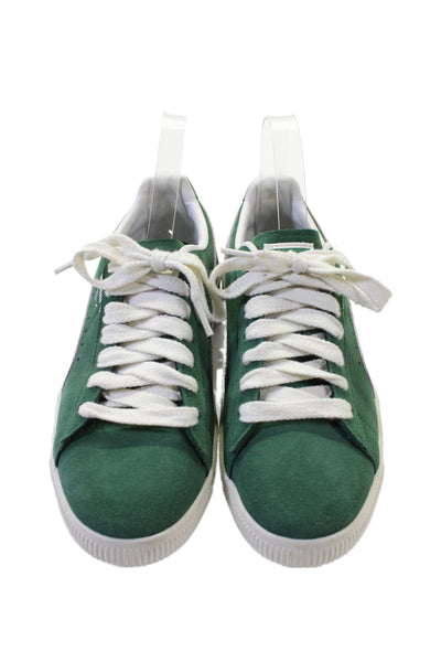 Puma Womens Suede Clyde Low Top Sneakers Green Pink Size 7.5