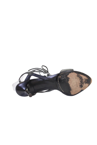 Narciso Rodriguez Womens Leather Lace Up Sligbacks Heels Black Size 38 8