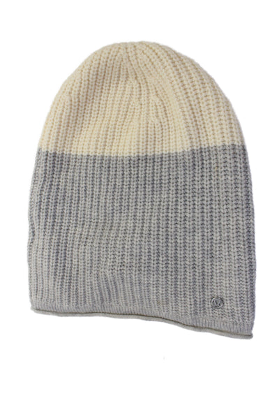 Lululemon Womens Ruched Beanie Hat White Grey Wool Size One Size